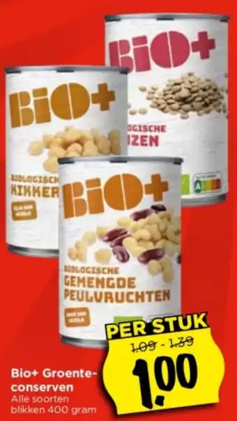 Vomar Voordeelmarkt Bio+ Groenteconserven 400 gram aanbieding