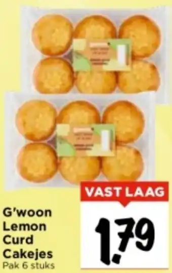 Vomar Voordeelmarkt G'woon Lemon Curd Cakejes Pak 6 stuks aanbieding