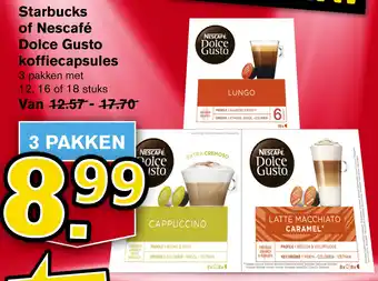 Hoogvliet Starbucks of Nescafé Dolce Gusto koffiecapsules aanbieding