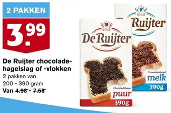 Hoogvliet De Ruijter chocolade hagelslag of vlokken aanbieding