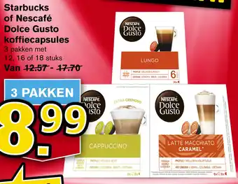 Hoogvliet Starbucks of Nescafé Dolce Gusto koffiecapsules aanbieding