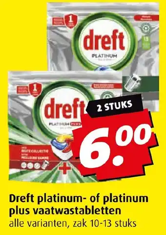 Boni Dreft platinum of platinum plus vaatwastabletten aanbieding