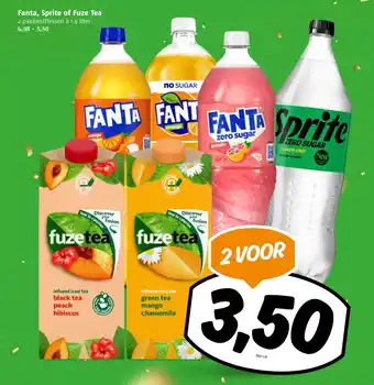 Poiesz Fanta, Sprite of Fuze Tea 1.5 liter aanbieding