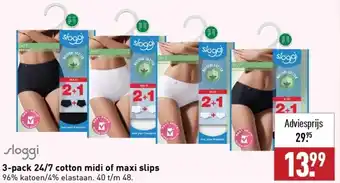 ALDI sloggi 3-pack 24/7 cotton midi of maxi slips aanbieding