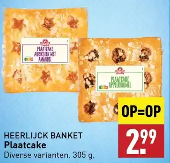 ALDI HEERLIJCK BANKET Plaatcake. 305 g. aanbieding