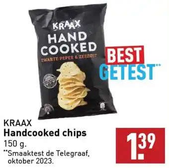 ALDI KRAAX Handcooked chips 150 g. aanbieding