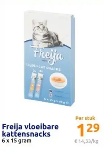 Action Freija vloeibare kattensnacks 6 x 15 gram aanbieding