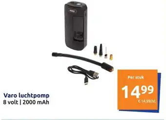 Action Varo luchtpomp 8 volt  2000 mAh aanbieding