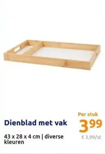 Action Dienblad met vak 43 x 28 x 4 cm aanbieding