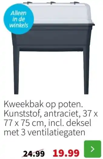 Intratuin Kweekbak op poten. Kunststof, antraciet, 37 x 77 x 75 cm aanbieding