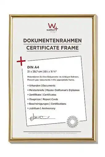 Amazon walther design fotolijst goud 21 x 29,7 cm (DIN A4) Galeria kunststof fotolijst KG130H aanbieding