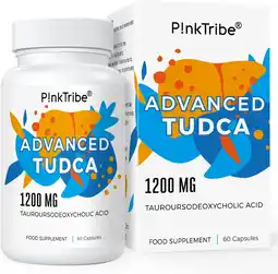 Amazon P!nkTribe TUDCA-supplement 1200 mg per portie, 60 capsules, ultrasterk tauroursodeoxycholzuur, geavanceerde formule (1 verpak aanbieding