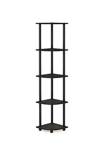 Amazon Furinno Hoekplank met 5 niveaus, multifunctioneel rek, composiethout, PVC-buizen, espresso/zwart, 29,46 x 29,46 x 146,56 cm aanbieding