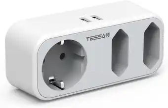 Amazon TESSAN Reisadapter USA Adapter Amerika Duitsland Plug met 2 USB 2.4A, 3 Socket Adapter Reisstekker Voedingsadapter voor Canad aanbieding