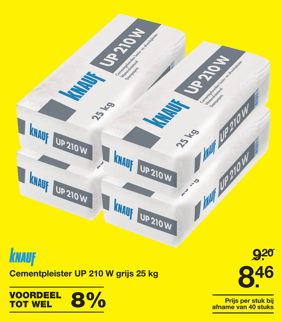 Knauf Cementpleister UP 210 W grijs 25 kg aanbieding bij BOUWMAAT