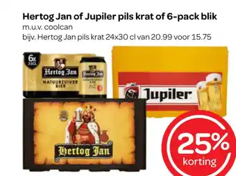 Spar Hertog Jan of Jupiler pils krat of 6-pack blik aanbieding