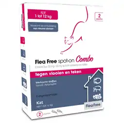 Pets Place Flea Free Spot-On Combo Kat - Anti vlooien en tekenmiddel - 2 pip 1 Tot 12 Kg aanbieding