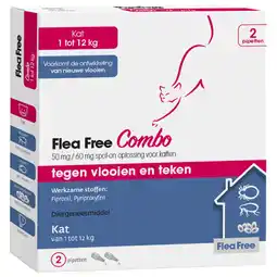 Pets Place Flea Free Spot-On Combo Kat - Anti vlooien en tekenmiddel - 2 pip 1 Tot 12 Kg aanbieding