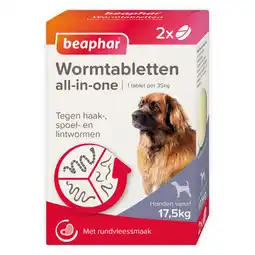 Pets Place Beaphar Wormtablet All In One Hond - Anti wormenmiddel - Rund 2 tab 17.5 Tot 70 Kg aanbieding