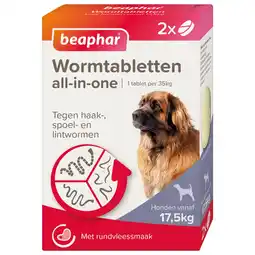 Pets Place Beaphar Wormtablet All In One Hond - Anti wormenmiddel - Rund 2 tab 17.5 Tot 70 Kg aanbieding