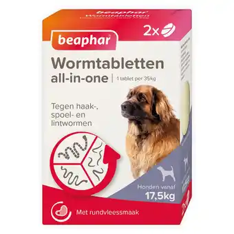 Pets Place Beaphar Wormtablet All In One Hond - Anti wormenmiddel - Rund 2 tab 17.5 Tot 70 Kg aanbieding