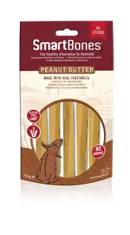 Pets Place Smartsticks Innovative Chews - Hondensnacks - Pindakaas 100 g 5 stuks aanbieding
