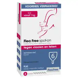 Pets Place Flea Free Spot-On Kat - Anti vlooien en tekenmiddel - 6 pip Vanaf 1 Kg aanbieding