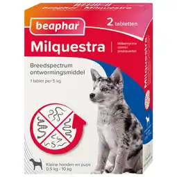 Pets Place Beaphar Milquestra Pup - Anti wormenmiddel - Rund 2 tab 0.5 Tot 10 Kg aanbieding