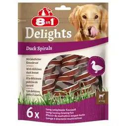 Pets Place 8in1 Delights Duck Spirals - Hondensnacks - Kip Eend 60 g 6 stuks aanbieding
