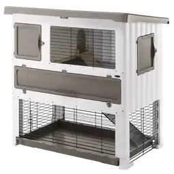 Pets Place Ferplast Konijnenhok Grand Lodge 120+ - Dierenverblijf - 117x69x101 cm Wit Taupe aanbieding