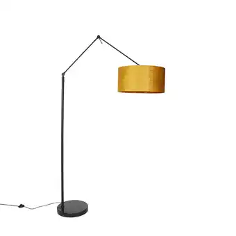 Lampenlicht.nl Moderne vloerlamp zwart met kap goud 50 cm - Editor aanbieding