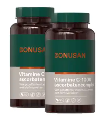 De Online Drogist Bonusan Vitamine C-1000 Ascorbatencomplex Tabletten 2x90TB aanbieding