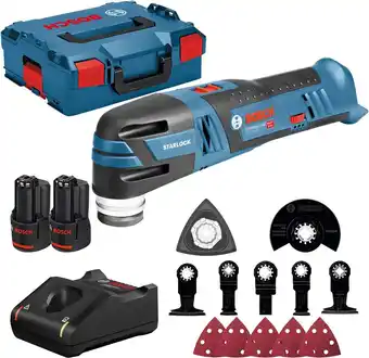 Bol.com Bosch GOP 12V-28 12V Li-Ion Accu multitool set (2x 3.0Ah accu) + 12 delige accessoireset in L-Boxx aanbieding