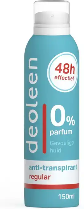 Bol.com Deoleen Anti-transpirant - Aerosol Regular - Voorkomt overmatige transpiratie en transpiratiegeur - 48 uur effectief - 0% par aanbieding