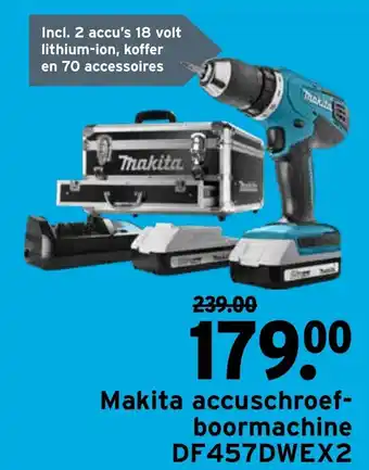 GAMMA Makita Accuschroefboormachine DF457DWEX2 aanbieding