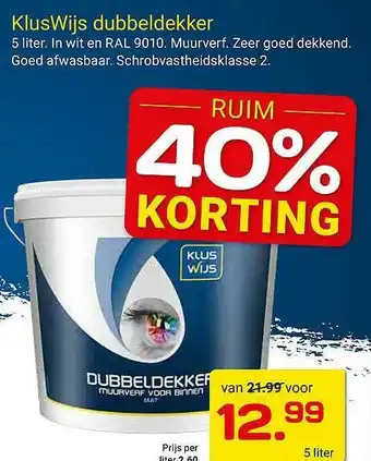 Kluswijs KlusWijs Dubbeldekker 40% Korting aanbieding