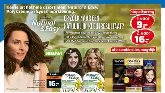 Trekpleister Natural & Easy, poly crème en syoss haarkleuring aanbieding