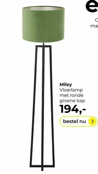 Lampidee Miley Vloerlamp met ronde groene kap aanbieding