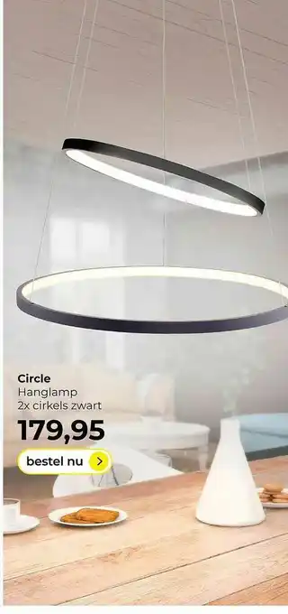 Lampidee Circle hanglamp 2x cirkels zwart aanbieding