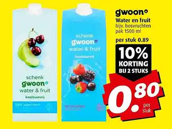 Boni G'woon water en fruit aanbieding