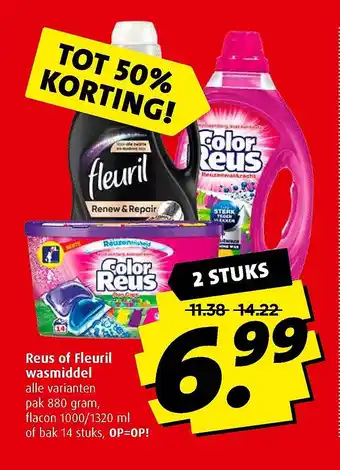 Boni Reus of Fleuril wasmiddel aanbieding