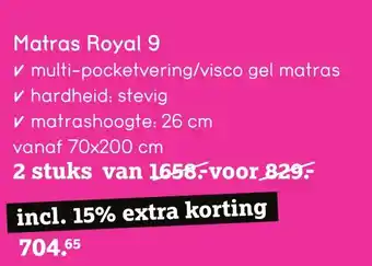 Leen Bakker Matras Royal 9 70x200cm aanbieding