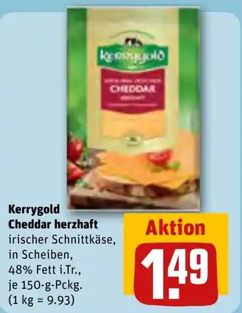 Rewe DE Kerrygold Cheddar herzhaft 150g aanbieding