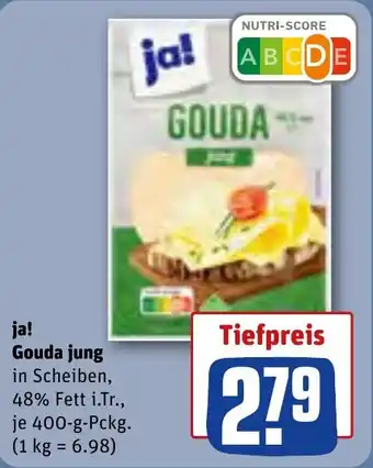 Rewe DE ja! Gouda jung 400g aanbieding