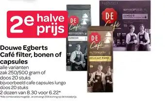 Spar Douwe Egberts Café filter, bonen of capsules aanbieding