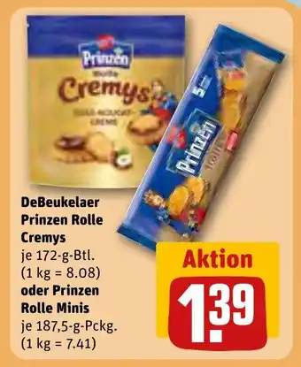 Rewe DE DeBeukelaer Prinzen Rolle Cremys je 172g oder Prinzen Rolle Minis je 187,5g aanbieding