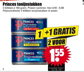 Dirk Princes tonijnstukken 160g aanbieding