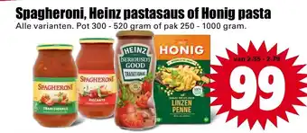 Dirk Spagheroni, Heinz pastasaus of Hoonig pasta 250-1000g aanbieding