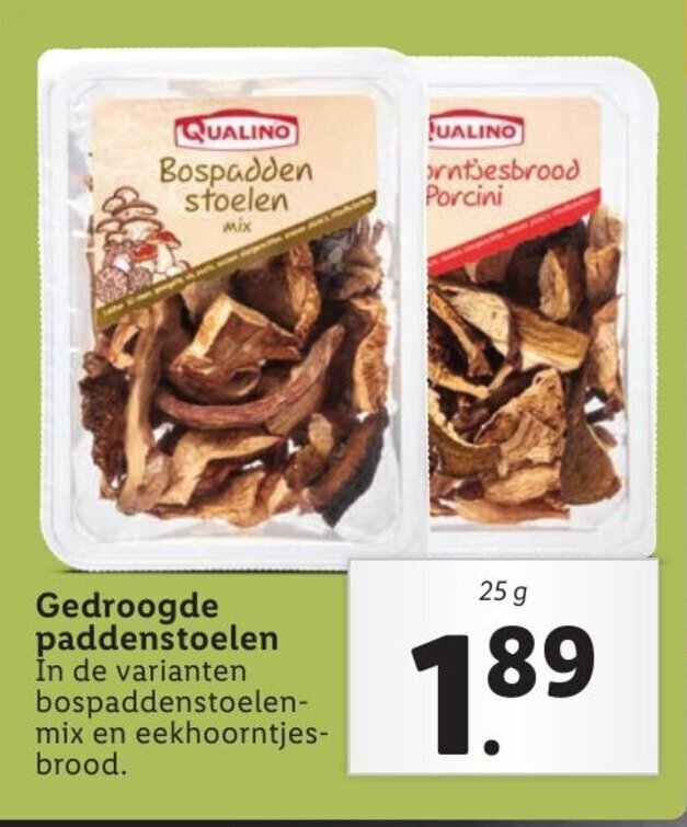 Gedroogde paddenstoelen 25g aanbieding bij Lidl