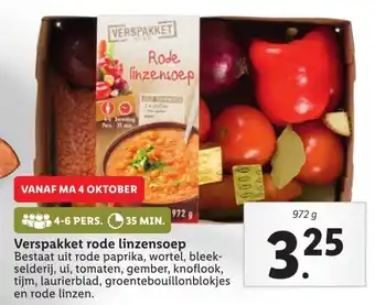 Lidl Verspakket rode linzensoep 972g aanbieding